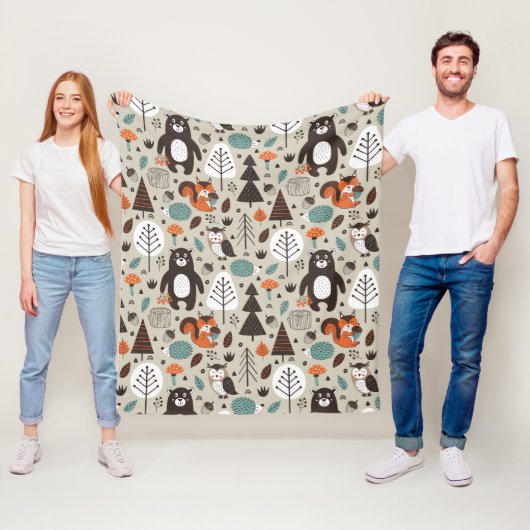 Niedliches Herbst-Waldtier-Muster Fleecedecke (Beispiel)