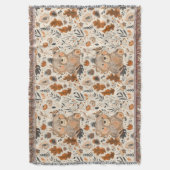 Niedliches Herbstbär- und Waldblattmuster Decke (Vorderseite Vertikal)