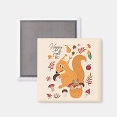 Niedliches Herbsthörnchen mit benutzerdefiniertem  Magnet (Vorderseite/Rückseite)
