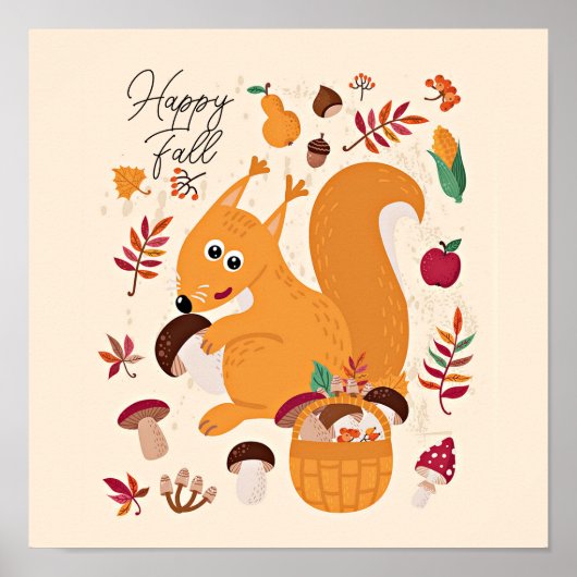 Niedliches Herbsthörnchen mit benutzerdefiniertem Poster (Vorne)