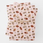 Niedliches Herbstleaves & Nuts-Muster Geschenkpapier Set (Beispiel)