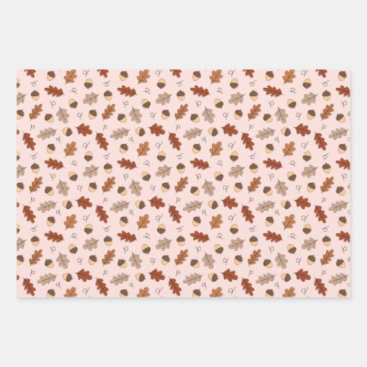 Niedliches Herbstleaves & Nuts-Muster Geschenkpapier Set (Vorderseite)
