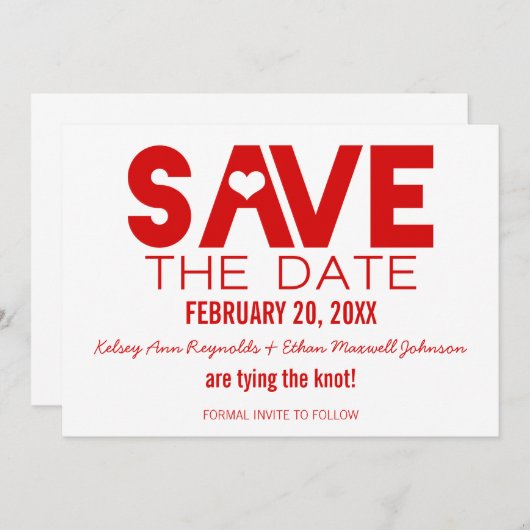 Niedliches Herz Ankündigung Datum freihalten, dunk (Vorne/Hinten)