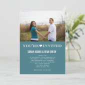 Niedliches Herz-aquamarine Einladung (Stehend Vorderseite)