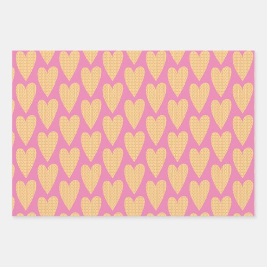 Niedliches Herz Art Retro Stil Liebe Geschenkpapier Set (Vorderseite 3)