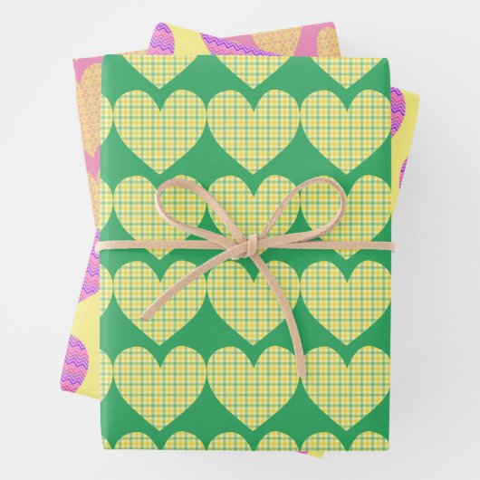 Niedliches Herz Art Retro Stil Liebe Geschenkpapier Set (Beispiel)