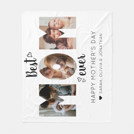 Niedliches Herz Beste Mama je 3 FotoCollage Fleecedecke (Vorderseite)