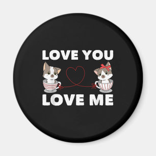 Niedliches Herz Cat Liebe Romantische Couple Kitte Magnet