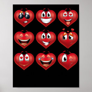 Niedliches Herz Emojis Geschenk Valentinstag Emoji Poster