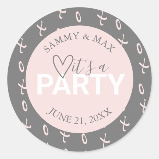 Niedliches Herz Es ist ein Party Aufkleber (Vorderseite)