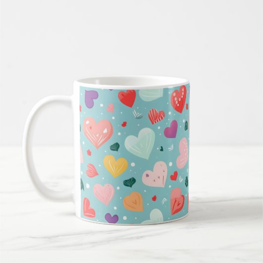 Niedliches Herz-Farbmuster Kaffeetasse (Links)