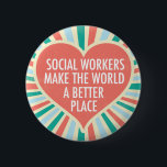 Niedliches Herz für Sozialarbeiter Button<br><div class="desc">Sozialarbeiter machen die Welt zu einem besseren Ort. Ein schönes,  inspirierendes soziales Arbeitsgeschenk für einen Sozialdienstleister mit hübschem Retro-Herz und fröhlichen Farben.</div>
