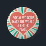 Niedliches Herz für Sozialarbeiter Button<br><div class="desc">Sozialarbeiter machen die Welt zu einem besseren Ort. Ein schönes,  inspirierendes soziales Arbeitsgeschenk für einen Sozialdienstleister mit hübschem Retro-Herz und fröhlichen Farben.</div>