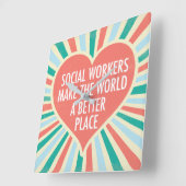 Niedliches Herz für Sozialarbeiter Quadratische Wanduhr (Winkel)