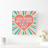 Niedliches Herz für Sozialarbeiter Quadratische Wanduhr (Zuhause)