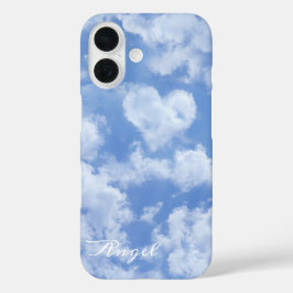 Niedliches Herz gestreift Wolke in blauem Himmel f iPhone 16 Hülle