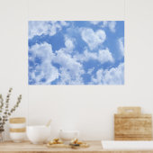 Niedliches Herz gestreift Wolke in blauem Himmel f Poster (Küche)
