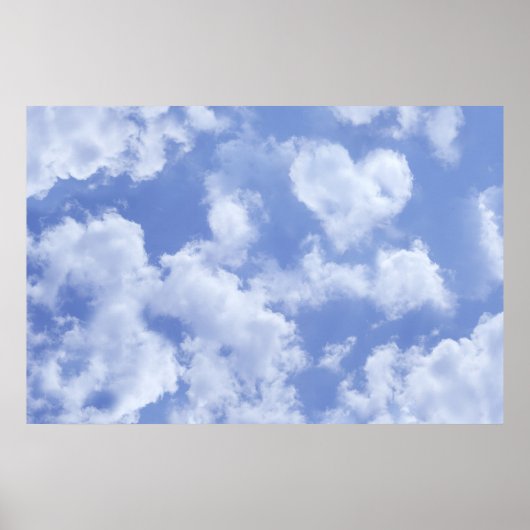 Niedliches Herz gestreift Wolke in blauem Himmel f Poster (Vorne)