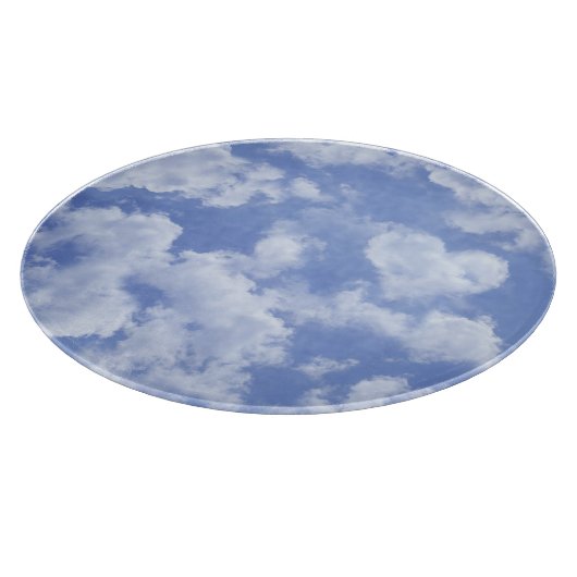 Niedliches Herz gestreift Wolke in blauem Himmel f Schneidebrett (Ecke)