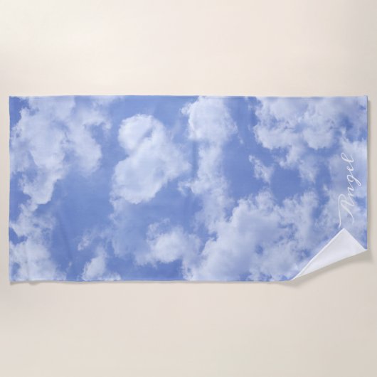 Niedliches Herz gestreift Wolke in blauem Himmel f Strandtuch (Vorderseite)
