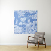 Niedliches Herz gestreift Wolke in blauem Himmel f Wandteppich (Beispiel)