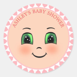 Niedliches Herz & Happy Face Baby Dusche Runder Aufkleber