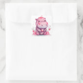 Niedliches Herz Hippo Valentine Quadratischer Aufkleber (Tasche)