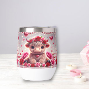 Niedliches Herz Hochland Kuh Stemless Wine Tumbler