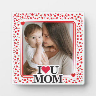 Niedliches HERZ I LIEBE DU MAMA Muttertag Foto Ges Fotoplatte