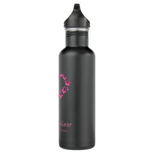 Niedliches Herz Ich bin ein Überlebender Brustkreb Edelstahlflasche (Rechts)