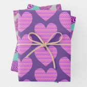 Niedliches Herz Kunst, Lila und Pinks Liebe Geschenkpapier Set (Beispiel)