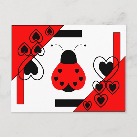 Niedliches Herz Ladybug Valentine Postkarte (Vorderseite)