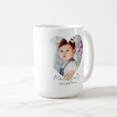 Niedliches Herz Minimalistisches Foto Erster Gebur Kaffeetasse (VorderseiteRechts)