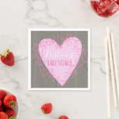 Niedliches Herz mit rosafarbenem Blumendoodle-Rahm Serviette (Beispiel)