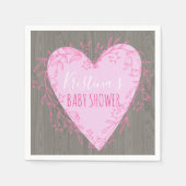 Niedliches Herz mit rosafarbenem Blumendoodle-Rahm Serviette (Vorderseite)