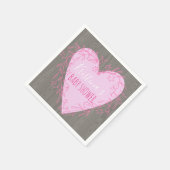 Niedliches Herz mit rosafarbenem Blumendoodle-Rahm Serviette (Ecke)