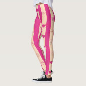 Niedliches Herz Modern Hot Pink Strip Leggings (Links)