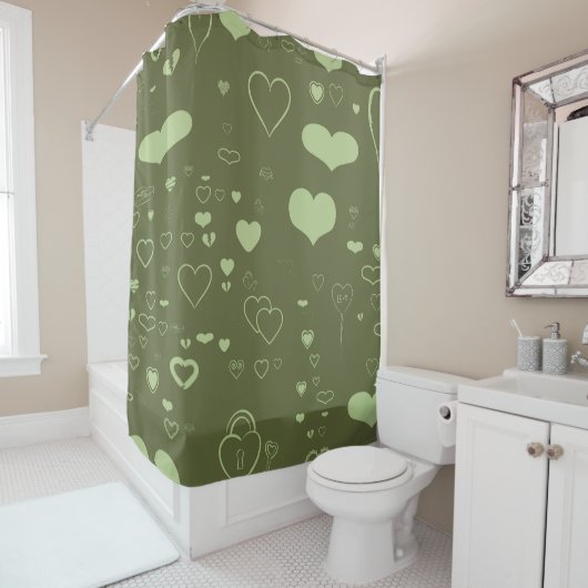 Niedliches Herz Modern Moss Green Duschvorhang (Beispiel)