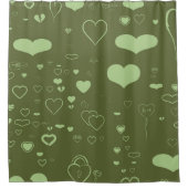 Niedliches Herz Modern Moss Green Duschvorhang (Vorderseite)