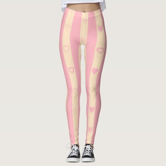 Niedliches Herz Moderner rosa Streifen Leggings