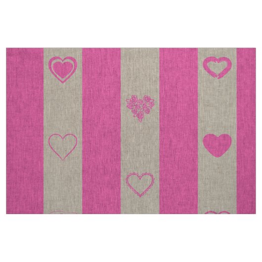 Niedliches Herz Moderner rosa Streifen Stoff (Fat Quarter (45,7 x 55,9 cm))