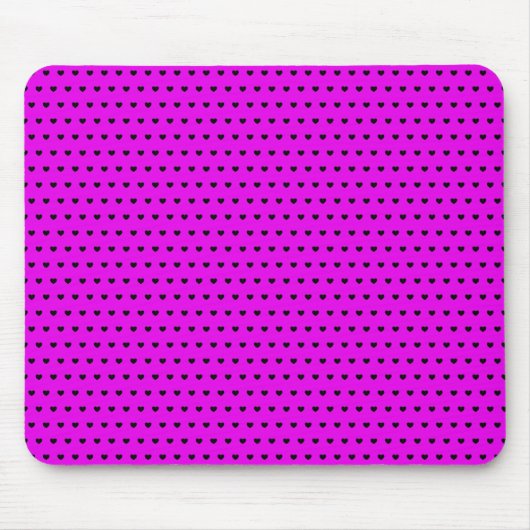 Niedliches Herz-Muster in Schwarz und Rosa Mousepad (Vorne)