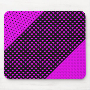 Niedliches Herz-Muster in Schwarz und Rosa Mousepad