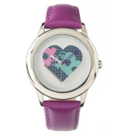 Niedliches Herz-Notebook Blue Pink Lila RibbonMODE Armbanduhr