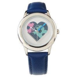 Niedliches Herz Notebook Farbe Blau Nummer Rosa MO Armbanduhr