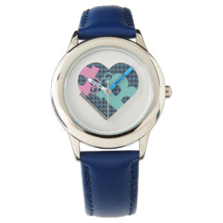 Niedliches Herz Notebook Farbe Blau Nummer Rosa MO Armbanduhr