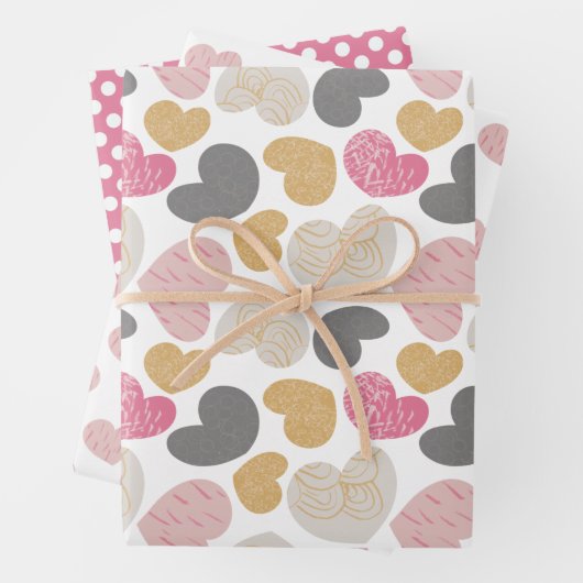 Niedliches Herz-Pastel-Pinks-Muster Geschenkpapier Set (Beispiel)