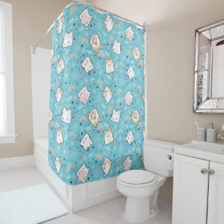 Niedliches Herz Rainbow Paw Fish Light Blue Themed Duschvorhang