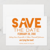 Niedliches Herz Save the Date, Orange Date (Vorne/Hinten)