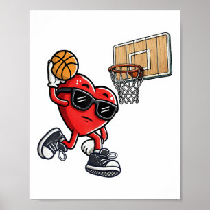 Niedliches Herz spielen Basketball Valentinstag Ba Poster